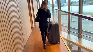 Cheating wife gets fucked on her hotel balcony