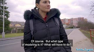 Tiny Tina gets her shaved pussy fucked by a public agent in the laundry room