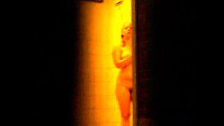 Naughty voyeur spying on sexy amateur ladies taking a shower
