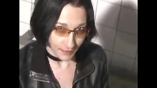 Vintage Gangbang Casting: Glasses Girl Takes Anal & Cum in Mouth Toilet Blowjob