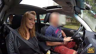 HUNT4K. Chick with perfect ass and boobs gets paid for sex in car