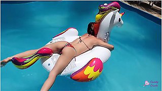 Candy Enjoying A Summer Day In The Pool