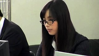 Hot Asian secretary with nice tits gets banged in the office