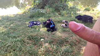 Naked Near the River in Public, Sex, Blowjob, Orgasm