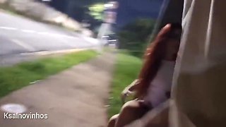 Risky Masturbating At The Bus Stop Next To The Beautiful Stranger!