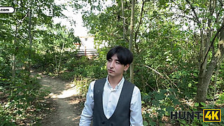 HUNT4K. Busty redhead seduced a stranger and fucked him in front of her BF