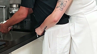 Amateur Marital Sex. a Busty Wife Is in the Mood for Some Intense Fucking on the Kitchen Table.