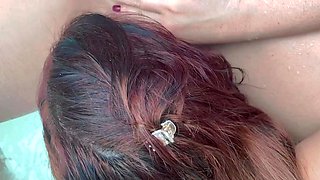 Hot amateur redhead wife gives great blowjob pt1