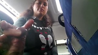 Brunette MILF With Big Natural Tits Gives Blowjob On Public Bus - Outdoor Voyeur Sex