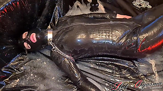 Slave slut-orgasma Celeste in latex extreme sloppy deep throat pissing squirting ogasm in slime