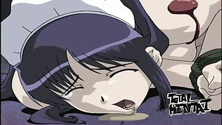 Horny hentai dude cannot miss a chance to eat wet pussy of his maid