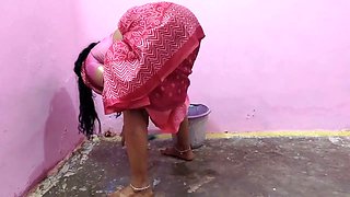 Mature aunty was cleaning the floor of the house i undressed her and made her completely naked and had sex with her
