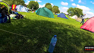 Very Risky Sex in a Crowded Camping Amsterdam Public POV