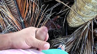 Young couple likes to film all nasty things during their vacation on the beautiful beach