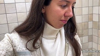 Real Porn Casting in a Public Toilet of a Shopping Center