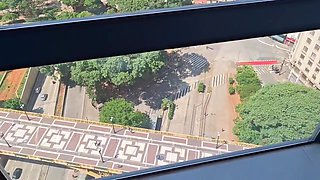 Girl Having Sex In Front Of The Window Of The Mirante Sampa Sky In Downtown Sao Paulo With Everyone Watching