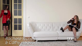 Golden Office Shower: Lesbian Mistress Ass Fucks Her Sub With Strap-On