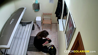Czech Solarium 73: Tanned Chick Strips Down for the Cameras