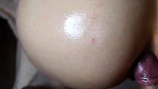 Oiled Bubble Butt Teen Gets Anal Creampie and Cum on Ass