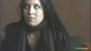 Instead of filling up her car the brunette gets seduced and led home to bang