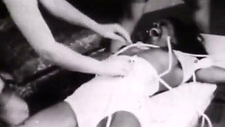 Black-and-white Vintage Bondage Classic with Rope-bound Retro Submissives