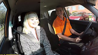 Fake Driving School Blonde Marilyn Sugar in Black Stockings