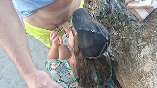 Blowjob on Beach and Cumshot on Tits