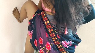 Hot Sexy India Sarika Aunty Wall Standing Romance Blow Job and Very Hard Doggy Anal Style Sex with Her Husband