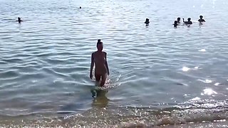 Monika Fox - Swims In The Sea And Walks Along The Beach On A Public Beach