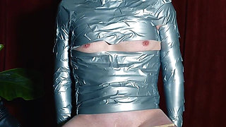 Hardcore Corporal Punishment with Upper Leg Caning and CBT While in Tape Bondage
