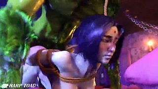 HarpToad 3D Hentai: Raven Gets Anal Creampie from Were-Beast Big Cock