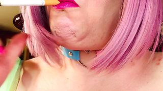 A Sweetheart Fills Her Lungs With Smoke - Tina Snua Smoking A Cork Cigarette - Snap Inhales Smoke Rings Drifting OMI OME