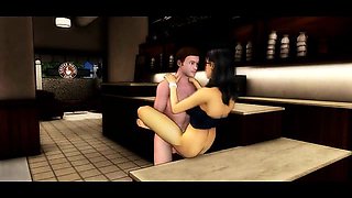 3D Animated Couple Fucking in a Cafe!