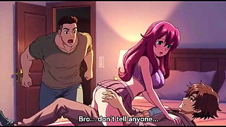 Step brother catches step sister fucking with boyfriend and joins them Threesome