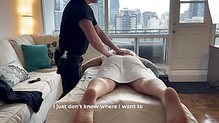 Horny dad gets hard during massage