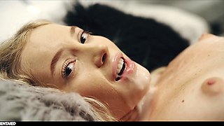 Small tits blonde got tied up and fucked by an alien