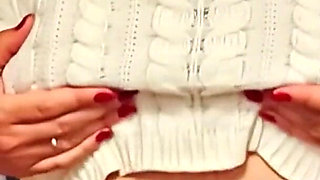 My 36F Owner Demanded I Play with My Boobs at Home and in Public in Fetish Sweaters. I Gladly Obeyed Her Massaging My Big Tits