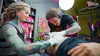 Big Dicks with Couple Inked Foursome Merry Gets Tatted