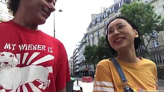 June Liu Chinese Brunette Gets Creampied by American in Gym - Asian Amateur Fuck