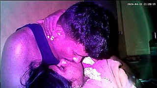 Indian village house wife and Housband kiss
