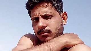 Hairy oild man cuming out from bathroom.