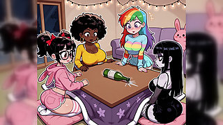 POV - Lesbian Slumber Party Orders Pizza With Extra Sausage. AI-Generated