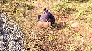 Indian aunty caught and  fucked outdoor