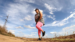 Pissing Trough Her Tights in a Hot Day - Fat Girl Pee with Huge Jet Outdoor