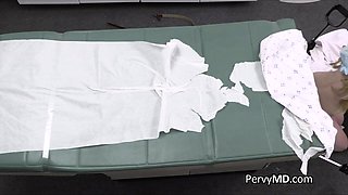 Banging blond hair babe on her first visit at a doctor