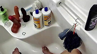 PAWG MILF Toys Pussy in the Shower