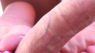 Outdoor Pool Footjob Long French Toenails - Cum Floods Soles