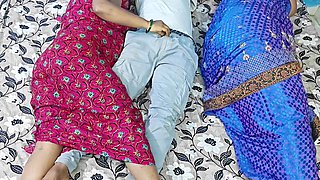 Stepson Shares a Bed with His Desi Stepmom and Her Close Freind,he Got a Chance to Fucked Both of Them..