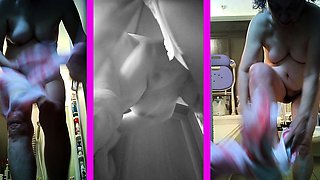 Ugly mother Yoriko, 73 years old, undressing, 3 screen voyeu