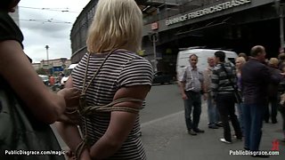 Bare boobs blonde in public